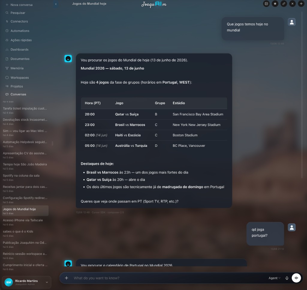 JoaquAIm — chat com sidebar e resposta estruturada
