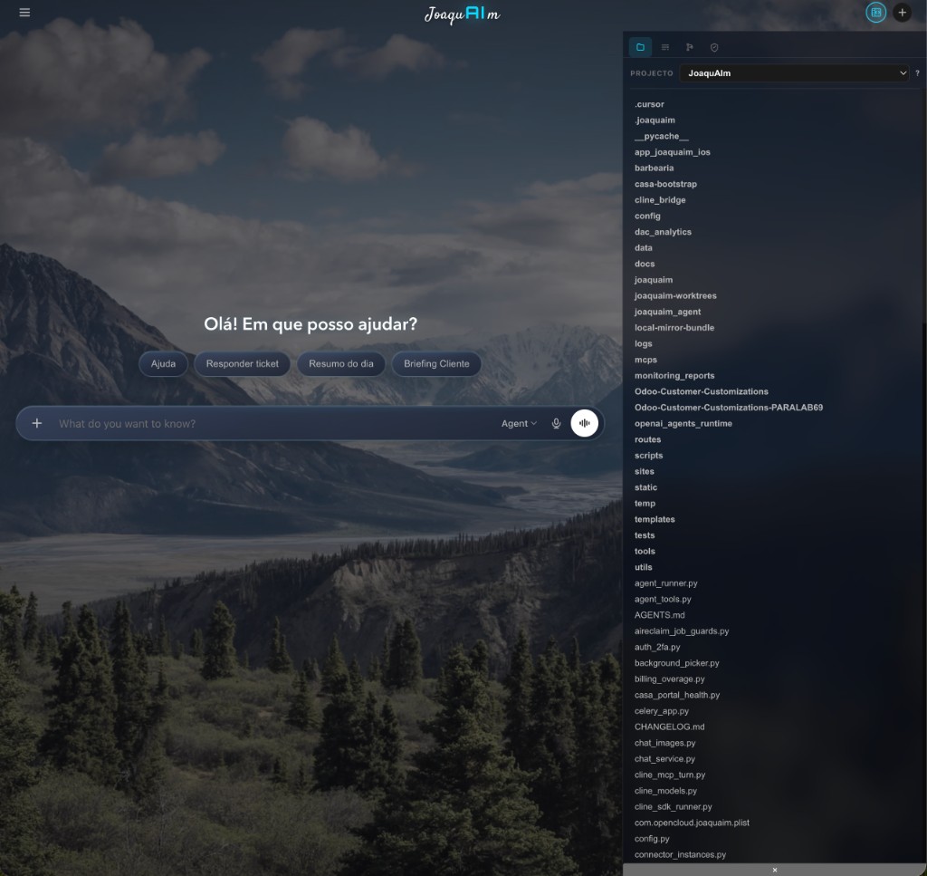 JoaquAIm — chat com painel de ficheiros do projecto